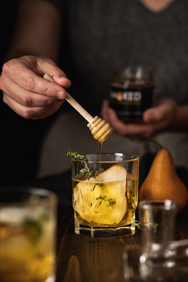 Smoked Honey and Pear Whiskey Cocktail